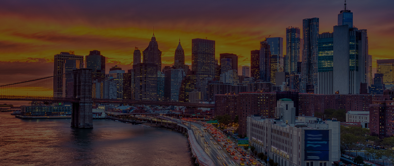 Lower Manhattan Brooklyn Bridge Sunset